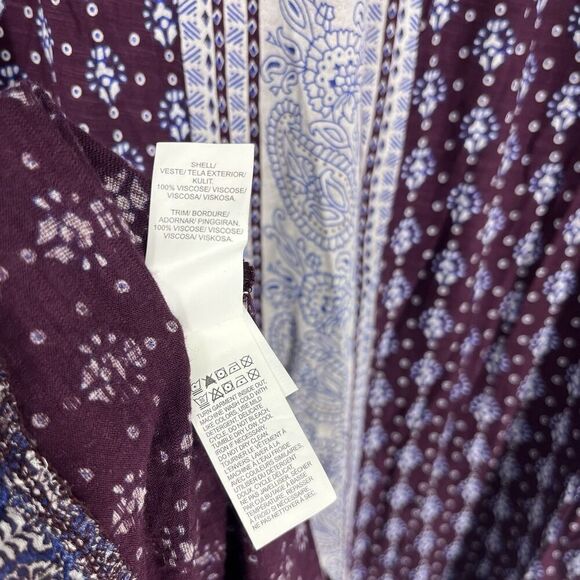 Lucky Brand Top Size 3X Purple Boho Flowy Print Cottagecore Hippie Ruffle Blouse - Picture 7 of 8